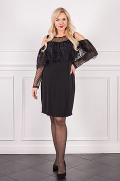 Picture of PLUS SIZE DRESS WITH LACE FRILL AND CHIFFON SLEEVE